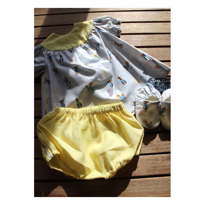 Baby Gown, Bloomers and matching booties 6-12months