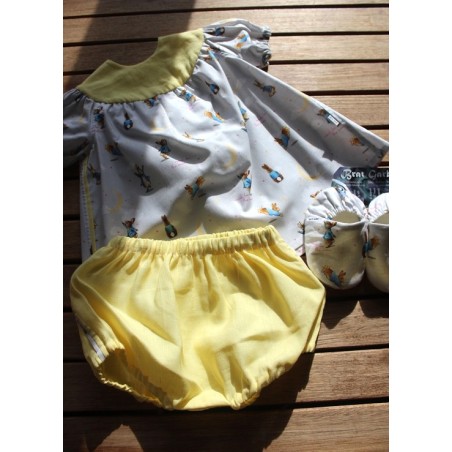 Baby Gown, Bloomers and matching booties 6-12months