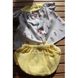 Baby Gown, Bloomers and matching booties 6-12months