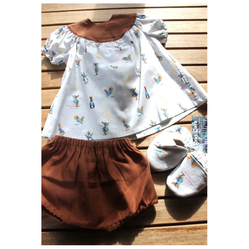 Baby Gown, Bloomers and matching booties 6-12months